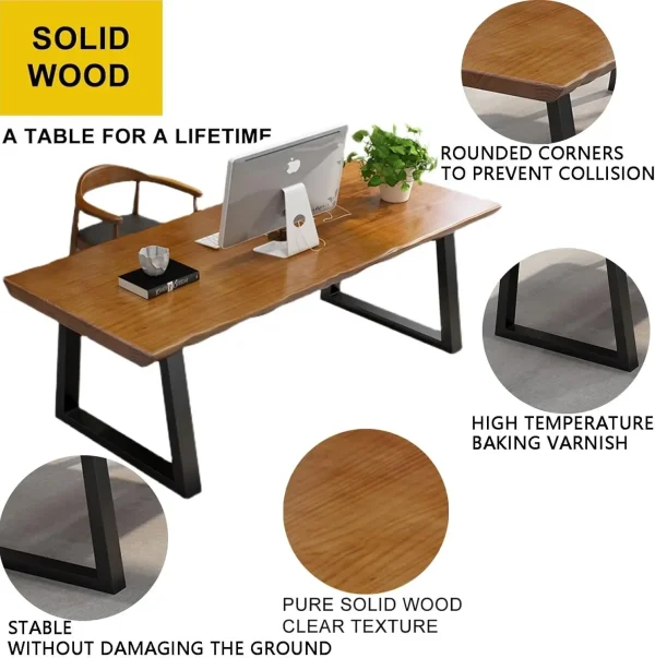Solid wood administrative computer desk, 63 inch rural style large office desk, modern minimalist workstation business furniture