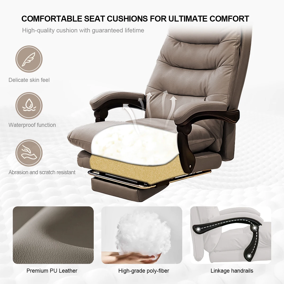 Comfortable Office Chair High Back Executive Desk Chair Leather Computer Gaming Chair Swivel Office Chairs with Footrest - Image 3