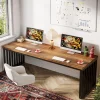 Tribesigns 78''Modern Large Office Desk, 2-Person Computer Workstation, Industrial Wooden Desk with Metal Legs