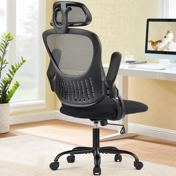 Sweetcrispy Office Computer Desk Chair, Ergonomic High-Back Mesh Rolling Work Chairs With Wheels And Adjustable Headrests,