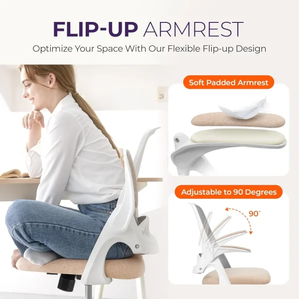 Neo Chair Office Desk Computer Gaming Chair With Ergonomic Lumbar Back Support Flip-Up Padded Armrest Adjustable Height And