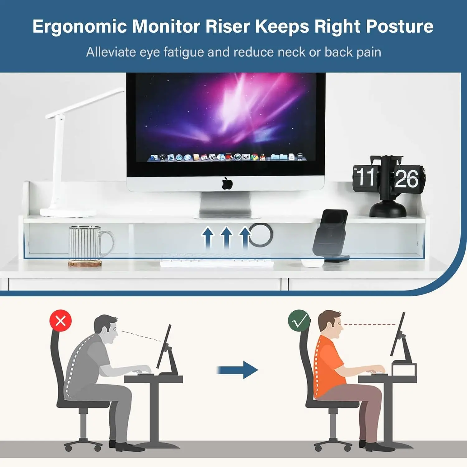 White Desk with 4 Drawers, Computer Desk , Wood Writing Home Office Workstation, Student Desks for Bedooms with Drawers,White - Image 4