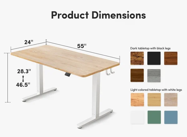 Fezibo Electric Standing Desk Adjustable Height, 55 X 24 Inch Sit And Stand Desk, Home Office Desk, Ergonomic Workstation