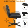Dumos Criss Cross Chair Legged Office Wide Comfy Desk Seat, No Wheels Armless Computer Task Seating, Swivel Vanity Home Height
