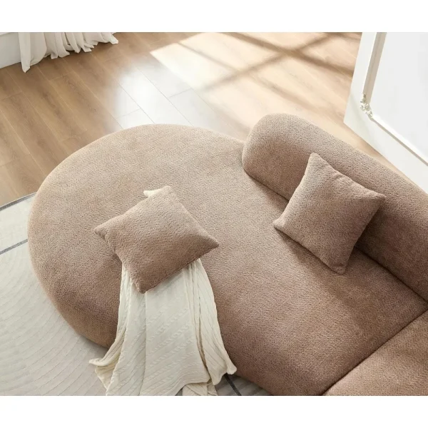135.4" Curved Sectional Sofa,Oversized Modular Chaise Longue,6-Seat Boucle Fabric Couch with Pillows for Living Room,Apartment