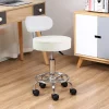 KKTONER PU Leather Rolling Stool Mid-Back with Footrest Height Adjustable Office Computer Home Drafting Swivel Task Chair White