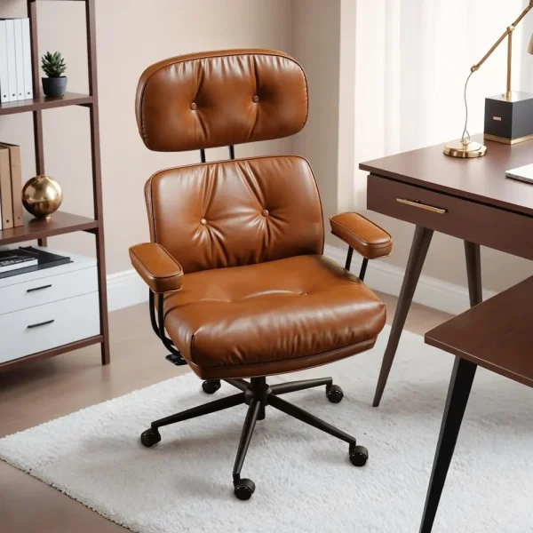 Ergonomic Office Chair,Mid Century Modern Computer Desk Chair,Comfy Executive Chair with Extra Wide Tufted Cloudy Seat Lumbar S