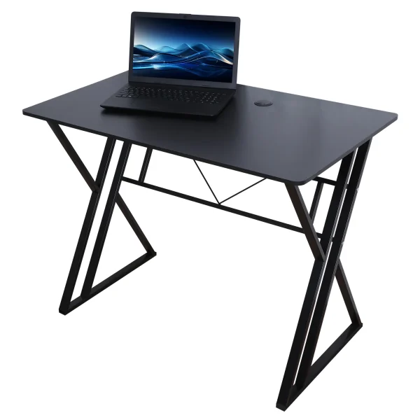 Gaming Desk, Ergonomic Computer Game Table with Dual K-shaped Steel Legs, Sturdy PC Workstation Desk for Home Office with Cable