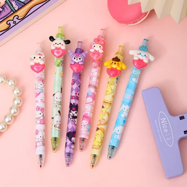 Sanrio Gel Pen 36pc 0.5mm Black Cartoon Kuromi Love Family Resin Hello Ktiiy Patch Press Pen Cute Writing Tools Office Supplies.
