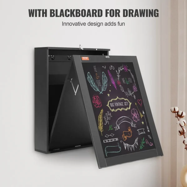 Space Saving Computer Desk with Storage Area Multi-Function Folding Wall Table Wall Mounted Desk with Chalkboard for Home Office