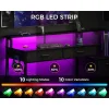Computer Desk with 4 Drawers,48 Inch Reversible Desk with Led Lights & Power Outlet,Office Desk with File Drawer & Monitor Stand