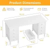White Computer Desk With Drawers On Both Sides For Home Office, 55 H Girls Teens Desks With Storage Writing Study Table For