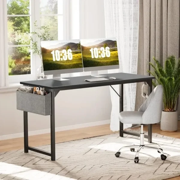 Computer Office Desk 32Inch Kids Student Study Writing Work with Storage Bag & Headphone Hooks Modern Simple Home Bedroom