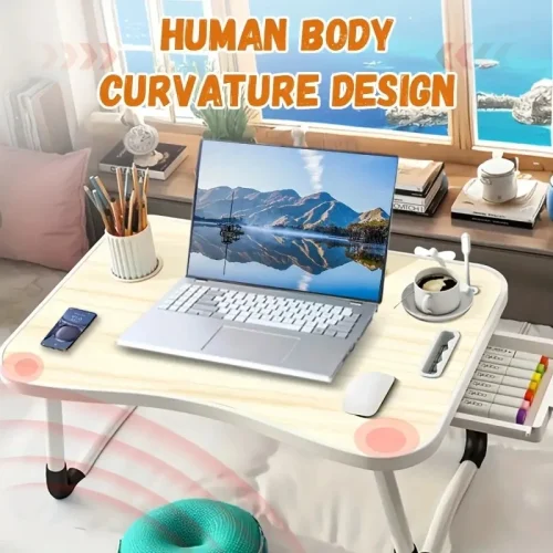 40x60cm portable folding table laptop table for office and home use with USB light, small fan, cup holder, tablet slot