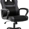 Office Chair Pc Gaming Chair Cheap Desk Chair Ergonomic Pu Leather Executive Computer Chair Lumbar Support For Women, Men (Bla)