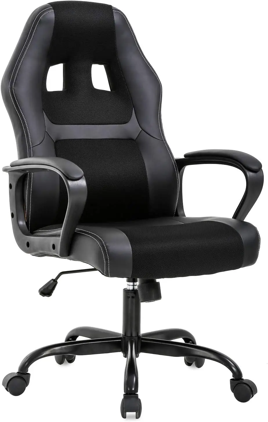 Office Chair Pc Gaming Chair Cheap Desk Chair Ergonomic Pu Leather Executive Computer Chair Lumbar Support For Women, Men (Bla)