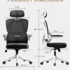 Home Office Chair Work Swivel Chairs with Wheels, Breathable Mesh Back Gaming Chair Adjustable Headrest