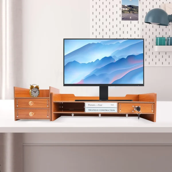 3 Drawers Computer Monitor Stand Office Organizer Computer Rack Living Room Cabinet Chest of Drawers