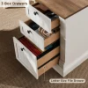 L Shaped Executive Desk with Drawers, Home Office Desk with Charging Station, Wood Corner Computer Desk for Work and Study