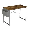 Computer Office Desk, Home Writing Study Worktable for Bedroom, Brown Small Desk, Modern Simple Style PC Table