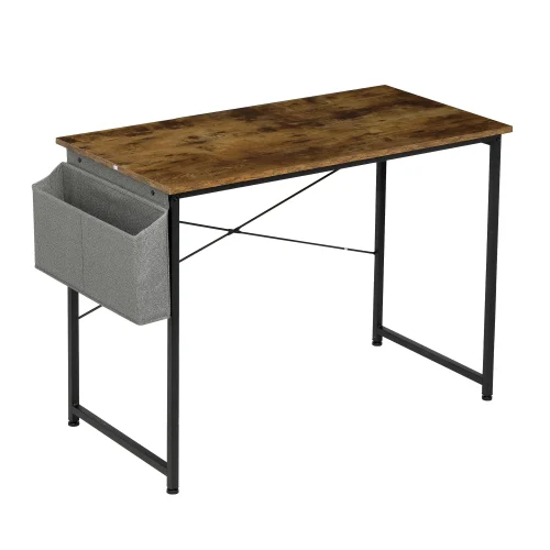 Computer Office Desk, Home Writing Study Worktable for Bedroom, Brown Small Desk, Modern Simple Style PC Table