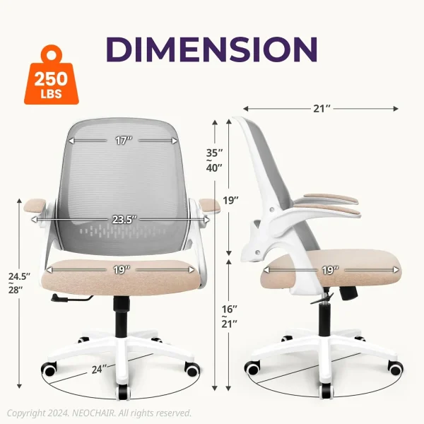 Neo Chair Office Desk Computer Gaming Chair With Ergonomic Lumbar Back Support Flip-Up Padded Armrest Adjustable Height And