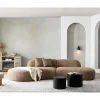135.4" Curved Sectional Sofa,Oversized Modular Chaise Longue,6-Seat Boucle Fabric Couch with Pillows for Living Room,Apartment