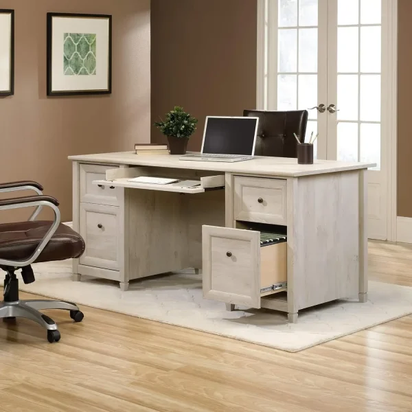 EdgeWater Office Desk Drawers Executive Desk File Drawer Storage in Chalked Chestnut office desk office furniture l shaped desk