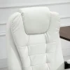 7-Point Vibrating Massage Office Chair High Back Massaging Office Desk Chair with Lumbar Support, Footrest, White