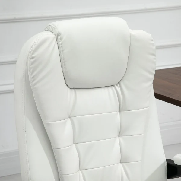 7-Point Vibrating Massage Office Chair High Back Massaging Office Desk Chair with Lumbar Support, Footrest, White