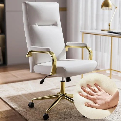 Ergonomic office chair with memory foam, high back, wheels, arms, suitable for women