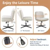 JHK Cross Legged Office Living Room Rocking Gaming Chair Armless Wide Desk Adjustable Swivel Fabric Task Vanity Home Office