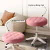 Small Chair Round Rolling Stool With Wheels PU Leather Height Adjustable Swivel Drafting Work SPA Salon Stools Home Office Chair