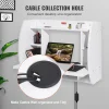 Floating Wall Mount Computer Desk Soet And 70.9 In (1.8 M) Power Cord For Home Office, Space Saving With Storage Shelves And
