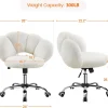 Boucle Upholstered Desk Chair Cloud-Shaped Vanity Adjustable Home Office Chair Computer with Rolling Wheels