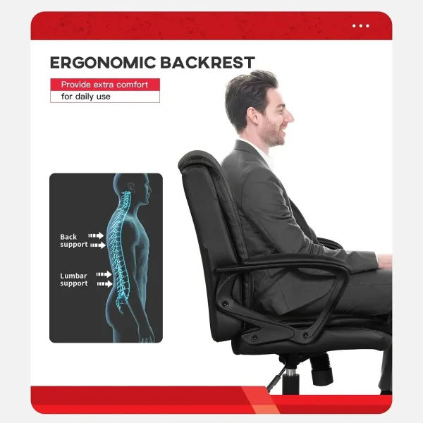Home Office Chair Ergonomic Desk Chair PU Leather Task Chair Executive Rolling Swivel Mid Back