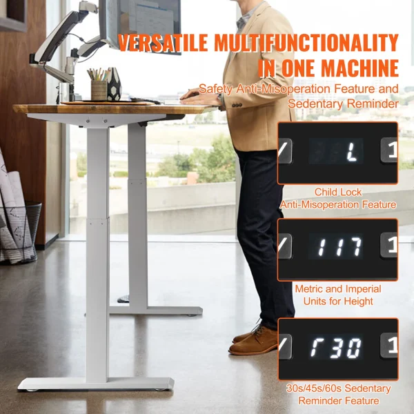 VEVOR Standing Desk Frame Electric Stand Up Computer Desk Legs Ergonomic DIY Workstation Base for Home and Office Black white