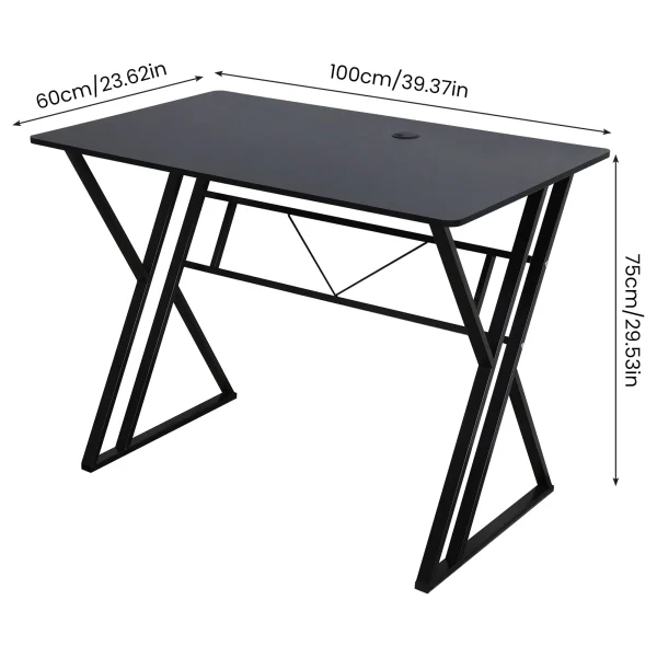 Gaming Desk, Ergonomic Computer Game Table with Dual K-shaped Steel Legs, Sturdy PC Workstation Desk for Home Office with Cable