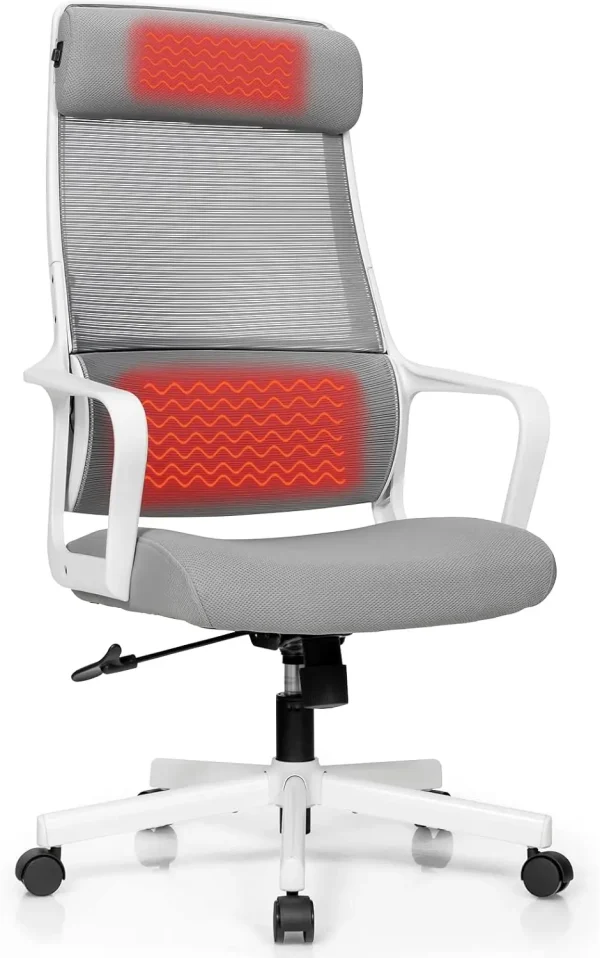 Giantex High Back Mesh Office Chair With Heating Headrest And Lumbar Support Armrest, Ergonomic Computer Desk Chair, Executive