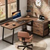 53" L Shaped Office Desk, Reversible Computer Desk with 3 File Drawers and 2 Storage Shelves for Home Office, Study, Gaming Room