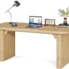 62-Inch Executive Desk, Large Computer Office Desk, Modern Office Desks & Workstations with Double Pedestal, Writing Table Work