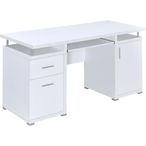 Tracy Modern Contemporary 55-Inch 2-Drawer Home Office Computer Writing Desk Study Table with File Cabinet
