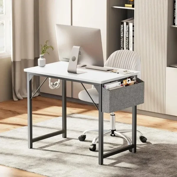 Computer Office Desk 32Inch Kids Student Study Writing Work with Storage Bag & Headphone Hooks Modern Simple Home Bedroom
