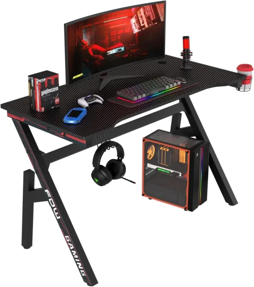 Gaming Desk Computer Desk 47 Inch Home Office Desk Extra Large Modern Ergonomic Black PC
