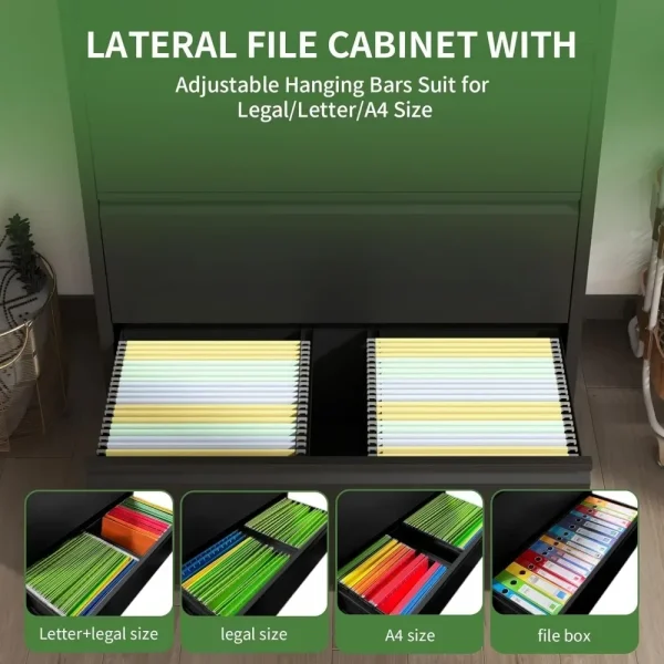Lateral File Cabinet with Lock, Home Office Storage Cabinet for Hanging Files 5 Drawers-64.09''H,5 Drawer Metal Filing Cabinets