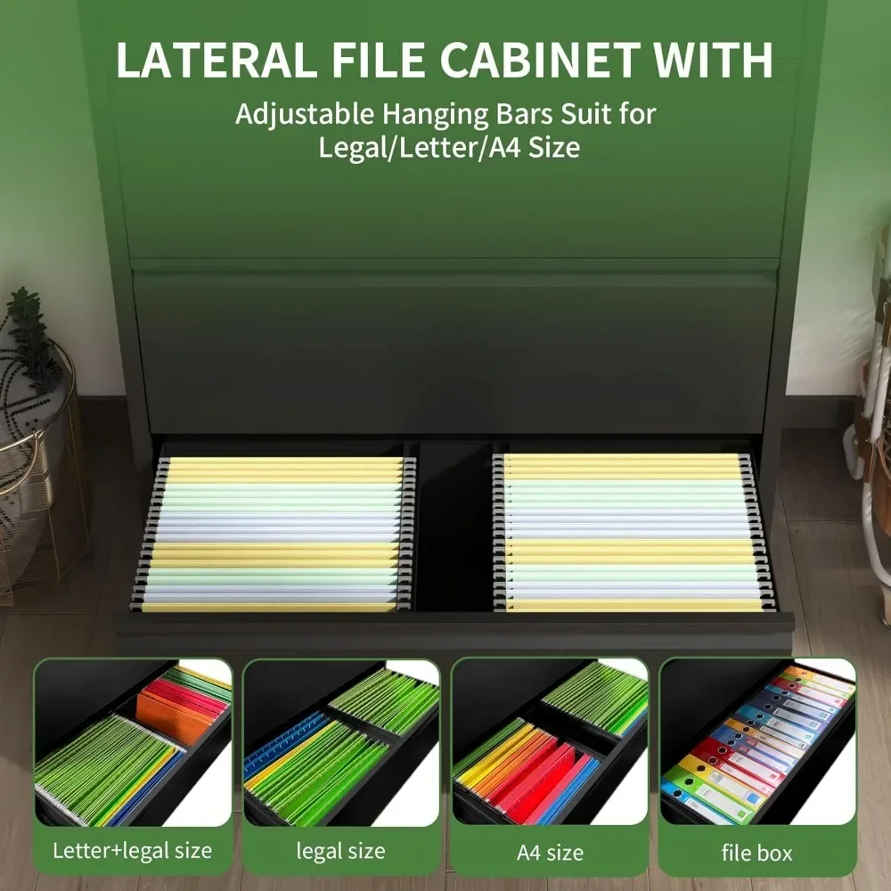 Lateral File Cabinet with Lock, Home Office Storage Cabinet for Hanging Files 5 Drawers-64.09''H,5 Drawer Metal Filing Cabinets - Image 5