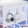 L Shaped Gaming Desk, Reversible Home Office Desk or Corner Desk, Gaming Desk with Power Outlets &LED Strip, Monitor Shelf,White