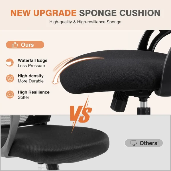 Sweetcrispy Office Computer Desk Chair, Ergonomic High-Back Mesh Rolling Work Chairs With Wheels And Adjustable Headrests,