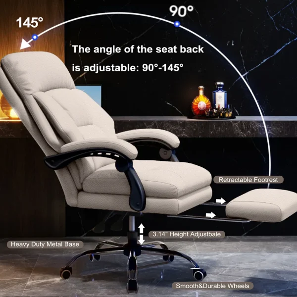 High Back Office Chair Executive Desk Chair with Foot Rest Comfortable Computer Gaming Chairs Swivel Work Chair
