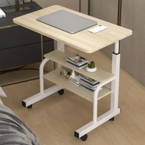 Height Adjustable Computer Desk Spacious Desktop with Casters Easy Movement Laptop Desk Table Office Supplies